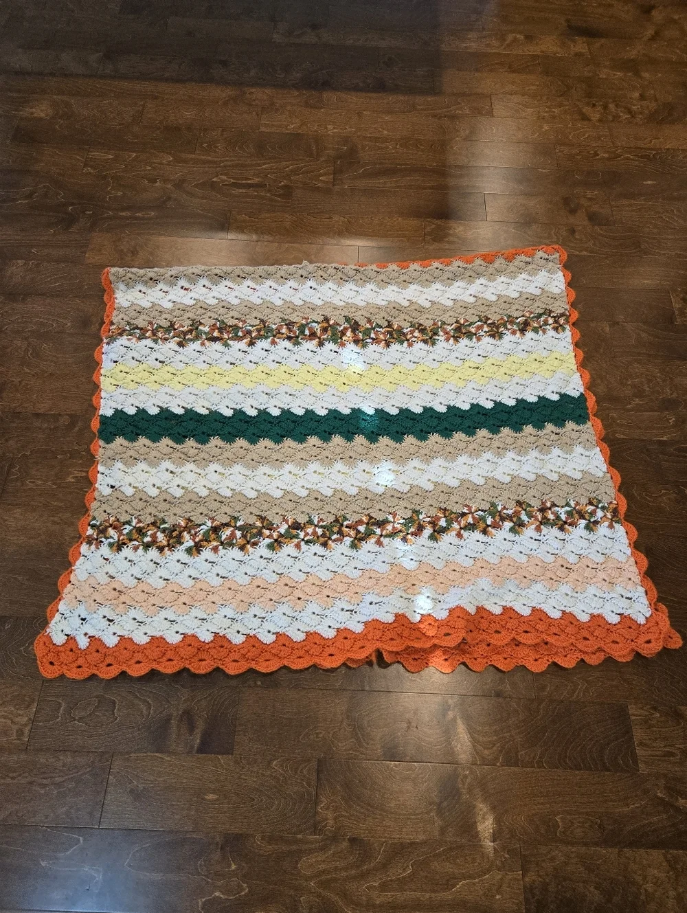 Crochet Knit Handmade Afghan Throw Blanket Beautiful Fall Warm Snuggles 90x50